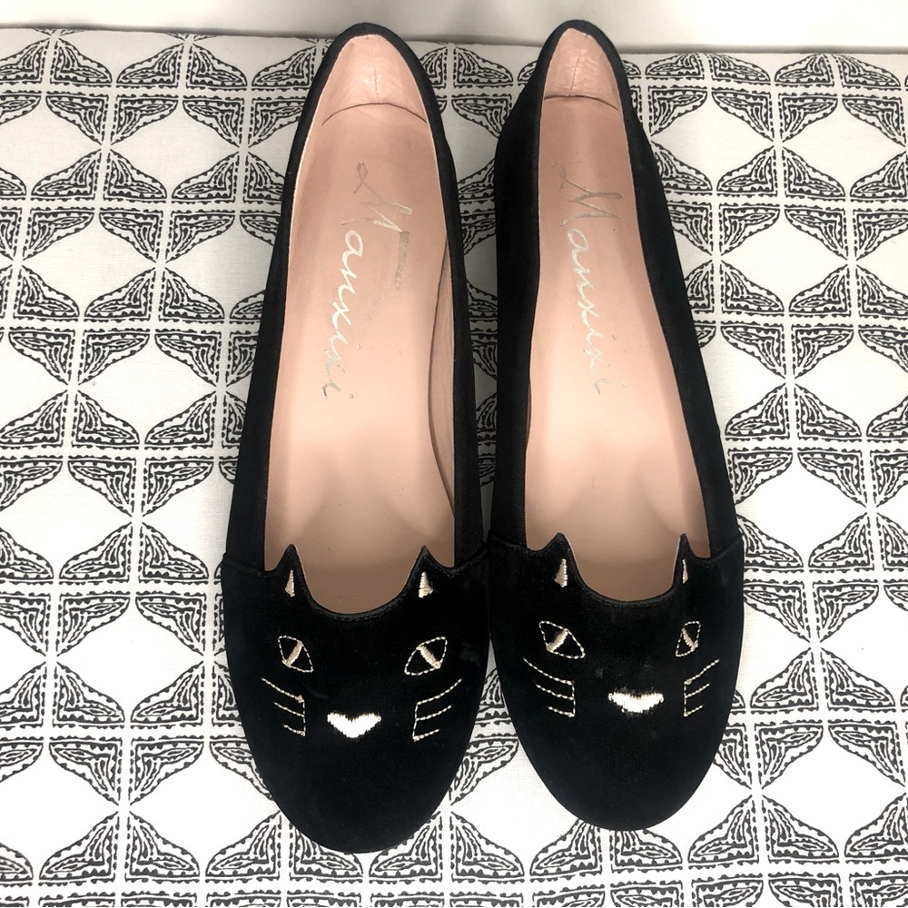 Minxixi Cat Flats Black Velvet 37